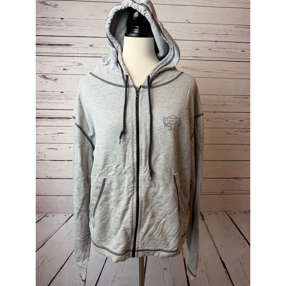 Harley Davidson Hoodie 2X Gray Zip Up Womens Plus Size Jacket USA 2XL XXL Biker